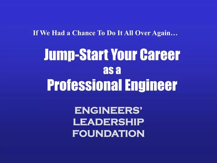jump start your career as a professional engineer