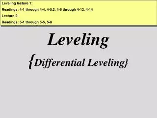 Leveling { Differential Leveling}