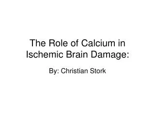 The Role of Calcium in Ischemic Brain Damage:
