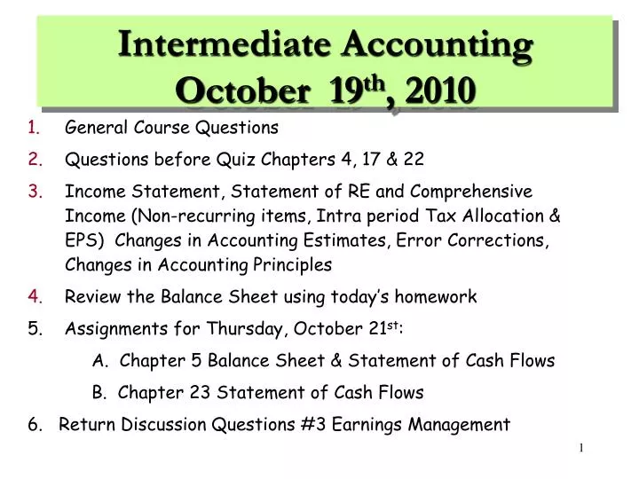 intermediate accounting o ctober 19 th 2010