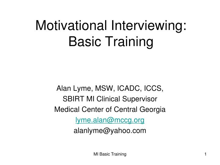 motivational interviewing basic training