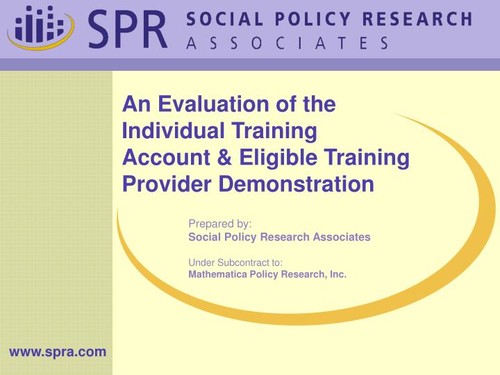 an evaluation of the individual training account eligible training provider demonstration
