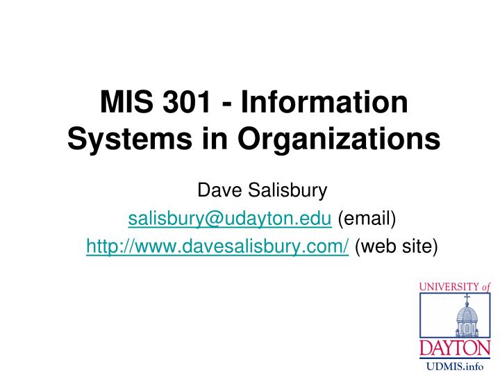 mis 301 information systems in organizations