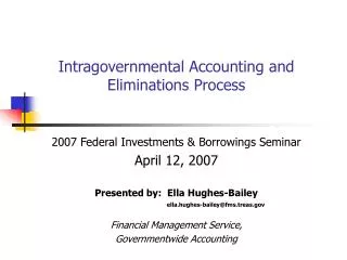 Intragovernmental Accounting and Eliminations Process