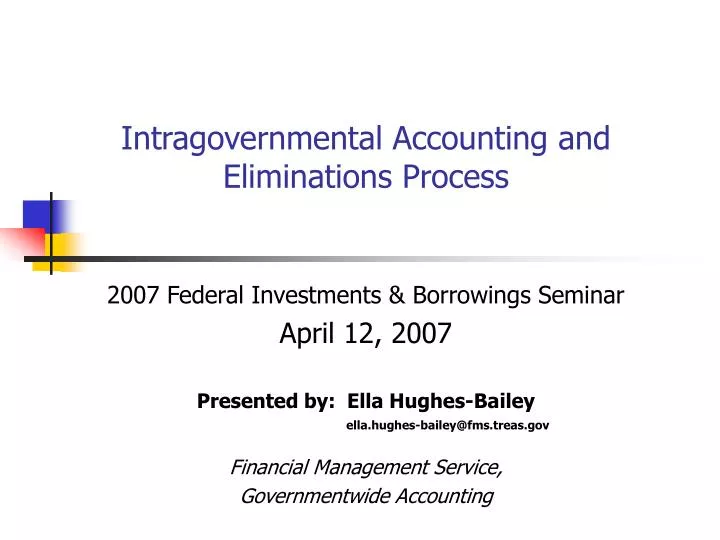 intragovernmental accounting and eliminations process