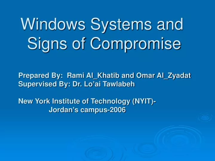windows systems and signs of compromise