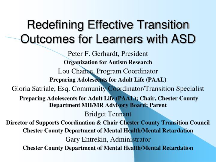 redefining effective transition outcomes for learners with asd