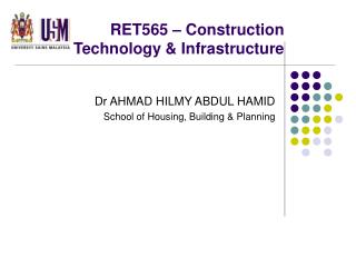 RET565 – Construction Technology &amp; Infrastructure