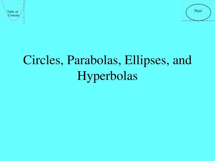 circles parabolas ellipses and hyperbolas