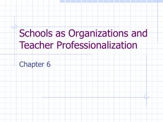 Schools as Organizations and Teacher Professionalization