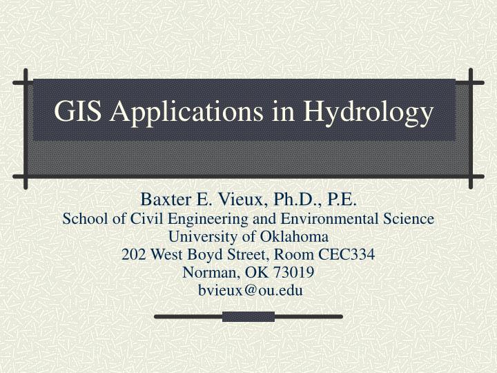 gis applications in hydrology