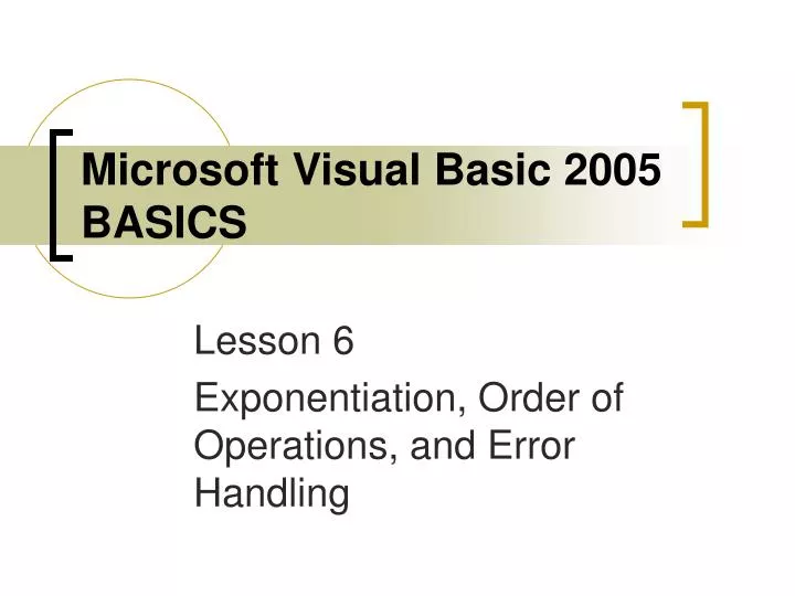 microsoft visual basic 2005 basics
