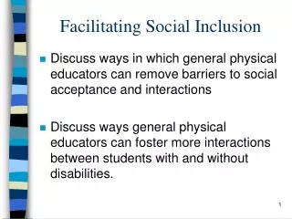 Facilitating Social Inclusion