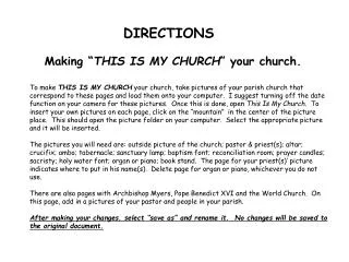 Making “ THIS IS MY CHURCH ” your church.