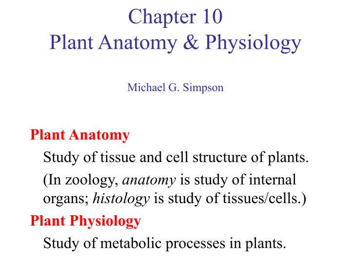 chapter 10 plant anatomy physiology michael g simpson