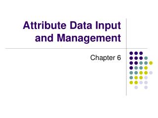 Attribute Data Input and Management