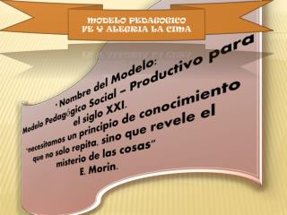 * Nombre del Modelo: Modelo Pedagógico Social – Productivo para el siglo XXI.