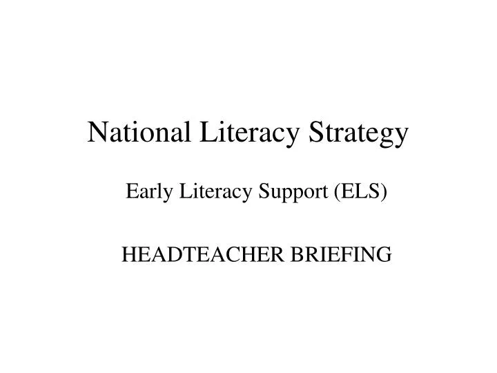 national literacy strategy