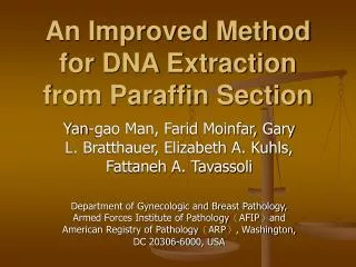 An Improved Method for DNA Extraction from Paraffin Section
