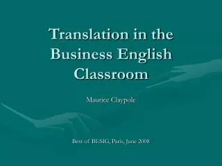 Translation in the Business English Classroom