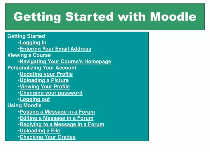 getting started with moodle
