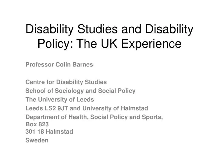 disability studies and disability policy the uk experience