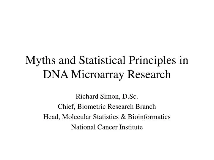 myths and statistical principles in dna microarray research