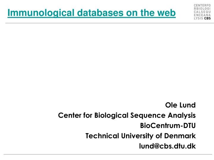 immunological databases on the web