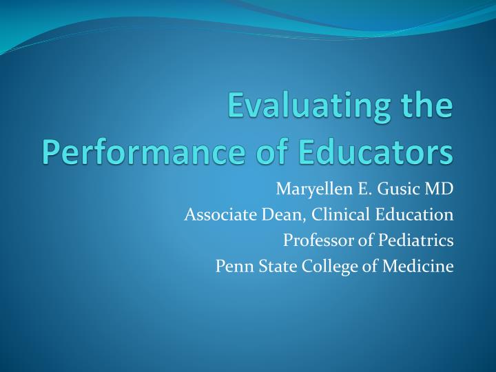 evaluating the performance of educators