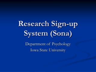 Research Sign-up System (Sona)