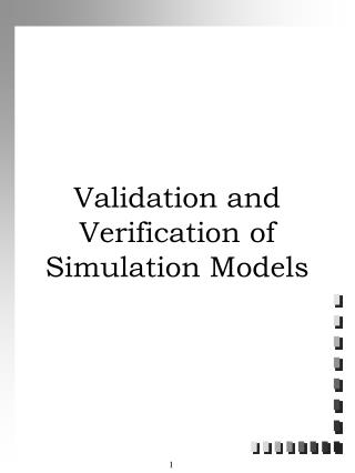 Validation and Verification of Simulation Models