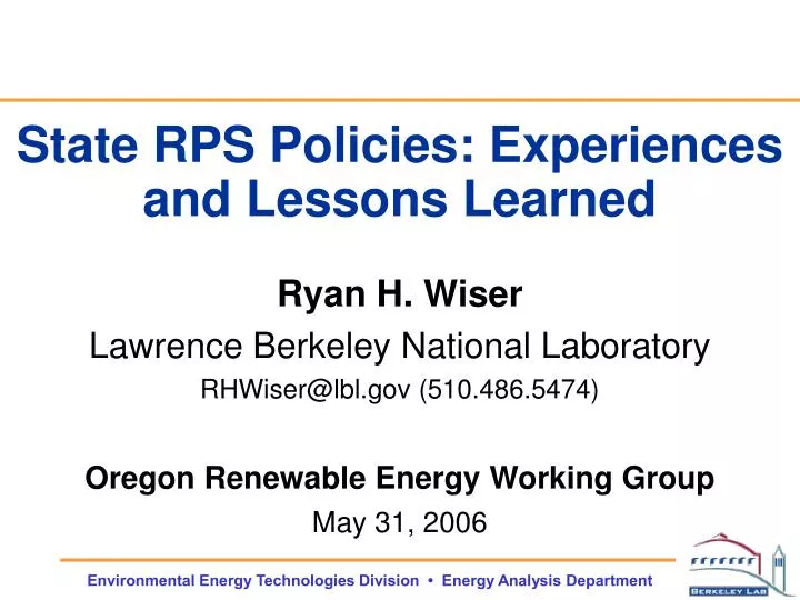state rps policies experiences and lessons learned