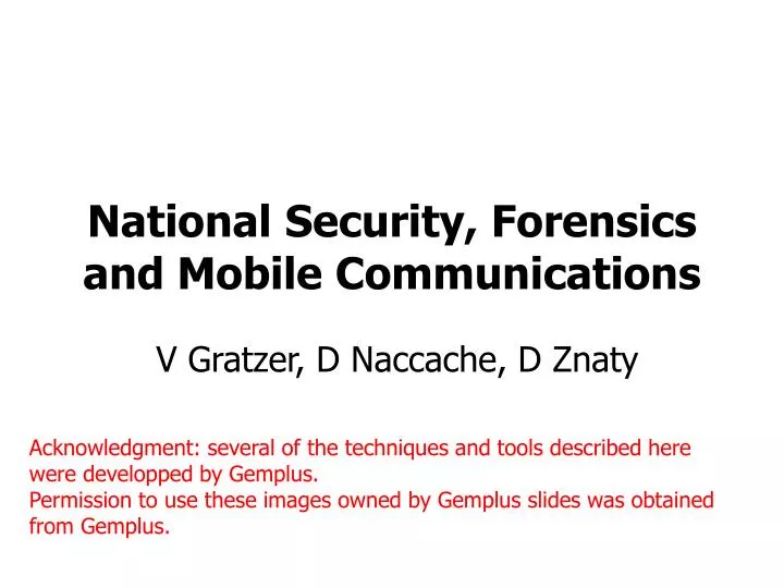 national security forensics and mobile communications