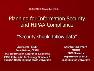 Planning for Information Security and HIPAA Compliance
