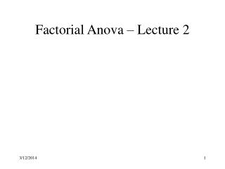 Factorial Anova – Lecture 2