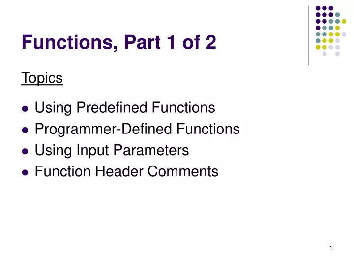 functions part 1 of 2