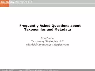 Frequently Asked Questions about Taxonomies and Metadata