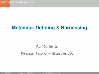 Metadata: Defining &amp; Harnessing