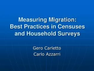 Measuring Migration: Best Practices in Censuses and Household Surveys