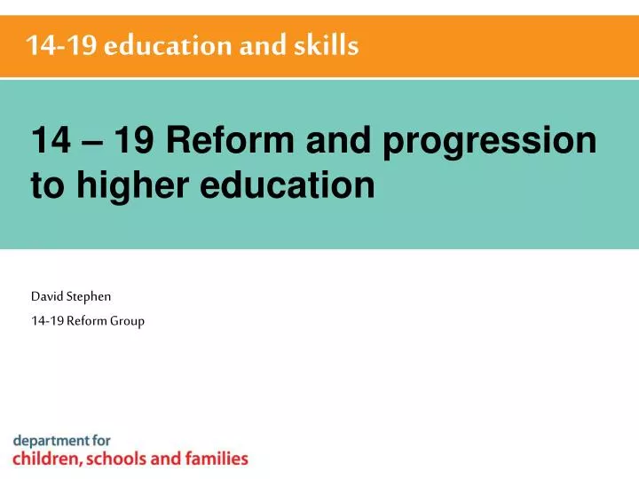 14 19 reform and progression to higher education