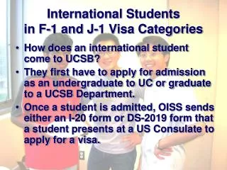 International Students in F-1 and J-1 Visa Categories