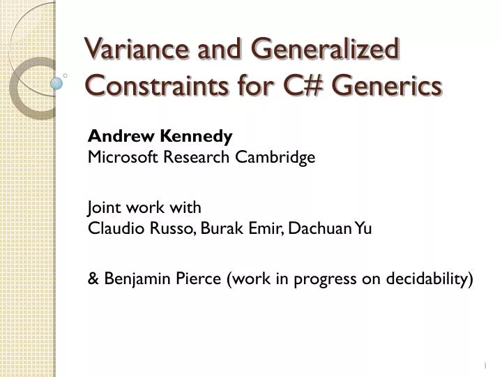 variance and generalized constraints for c generics