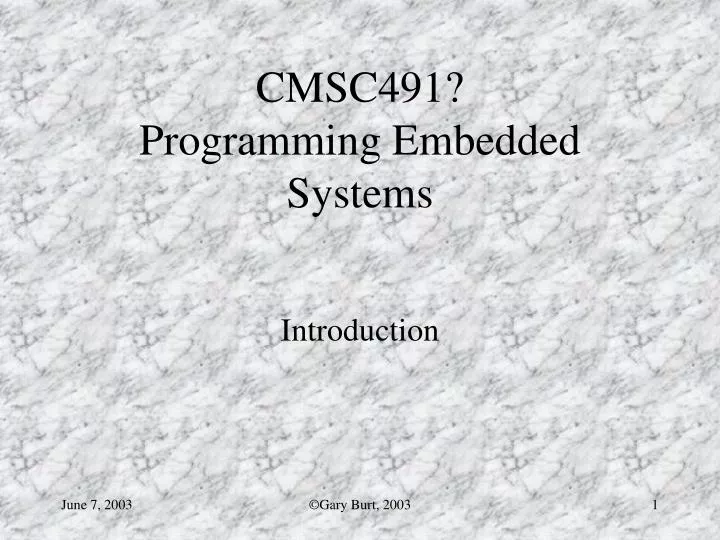 cmsc491 programming embedded systems
