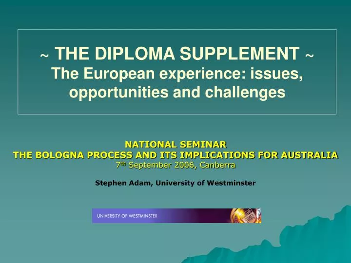 the diploma supplement the european experience issues opportunities and challenges