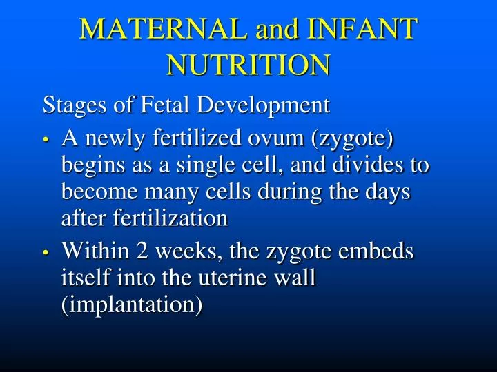 maternal and infant nutrition