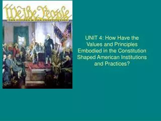 UNIT 4: How Have the Values and Principles Embodied in the Constitution Shaped American Institutions and Practices?