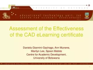 Assessment of the Effectiveness of the CAD eLearning certificate