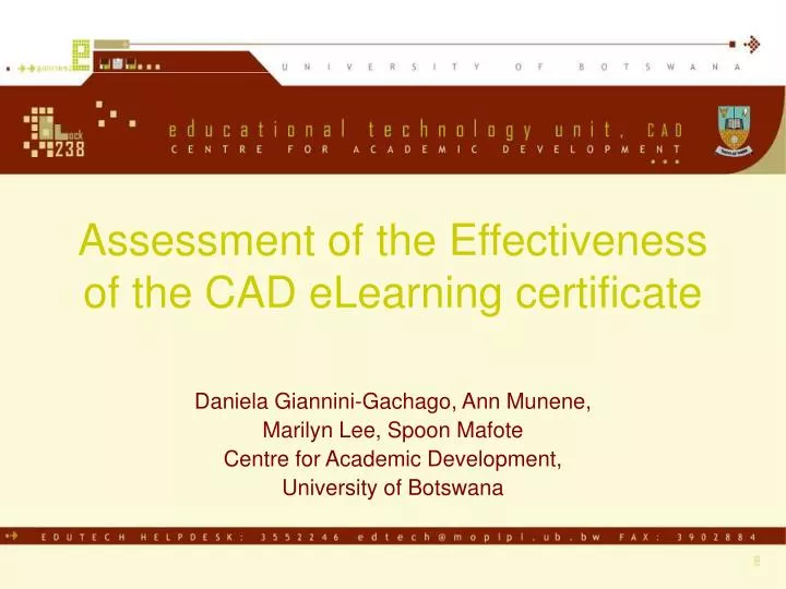 assessment of the effectiveness of the cad elearning certificate