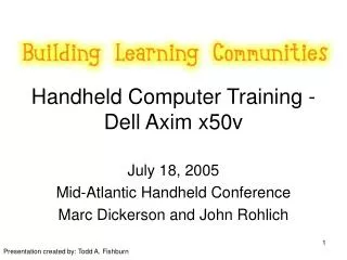 Handheld Computer Training - Dell Axim x50v