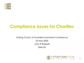 Compliance Issues for Charities